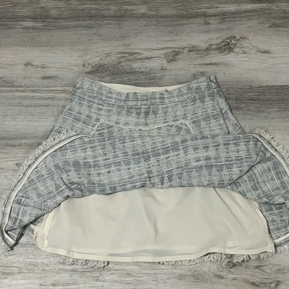 Rebecca Taylor Small Tweed Skirt Blue Cream - Picture 4 of 5